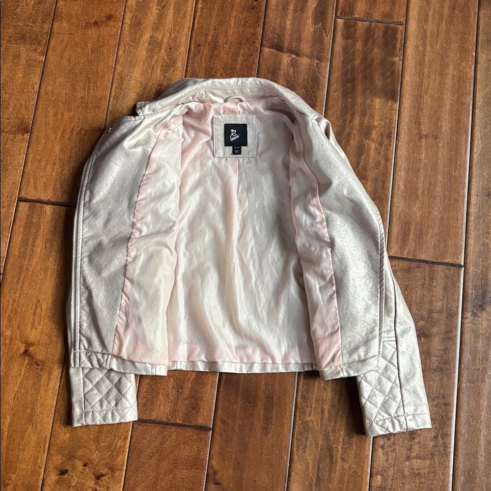 Art Class Girls Faux Leather Moto Pink Jacket Size Medium (7/8) - Picture 3 of 6